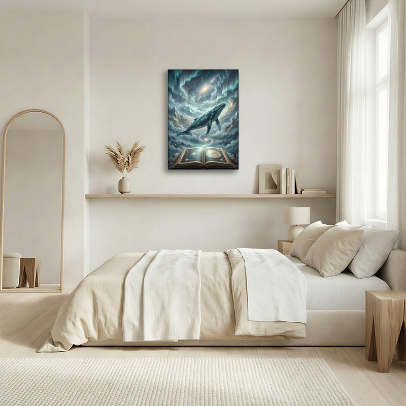 Ensemble de 1 tableau sur toile représentant une baleine dans le ciel, 40"H x 28"W, Wrapped Canvas