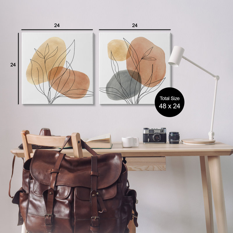 «Simple Neutral Southwestern Tones», ensemble de 2 plantes botaniques, H 24 po x l 24 po