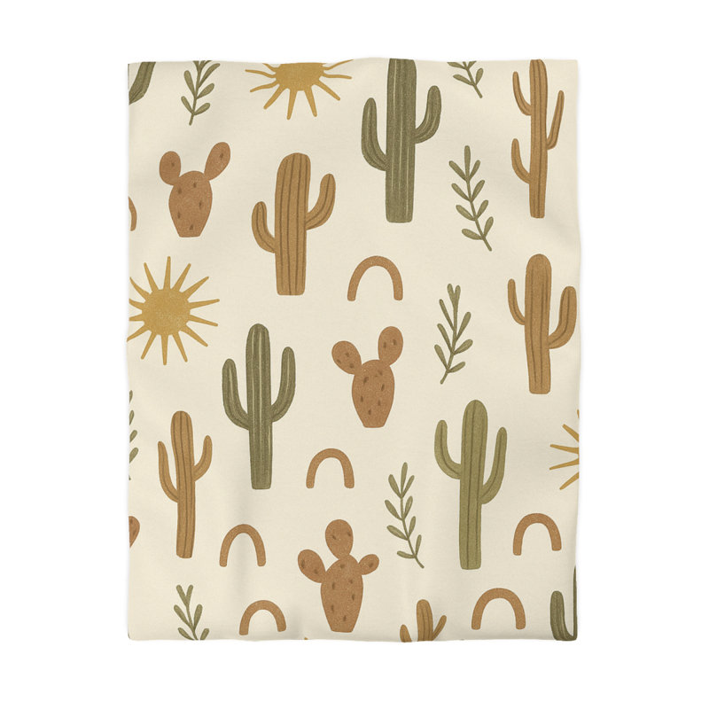 Microfiber Duvet Cover Boho Style, Design 22, Twin Duvet Cover, Olive/Brown/Cream