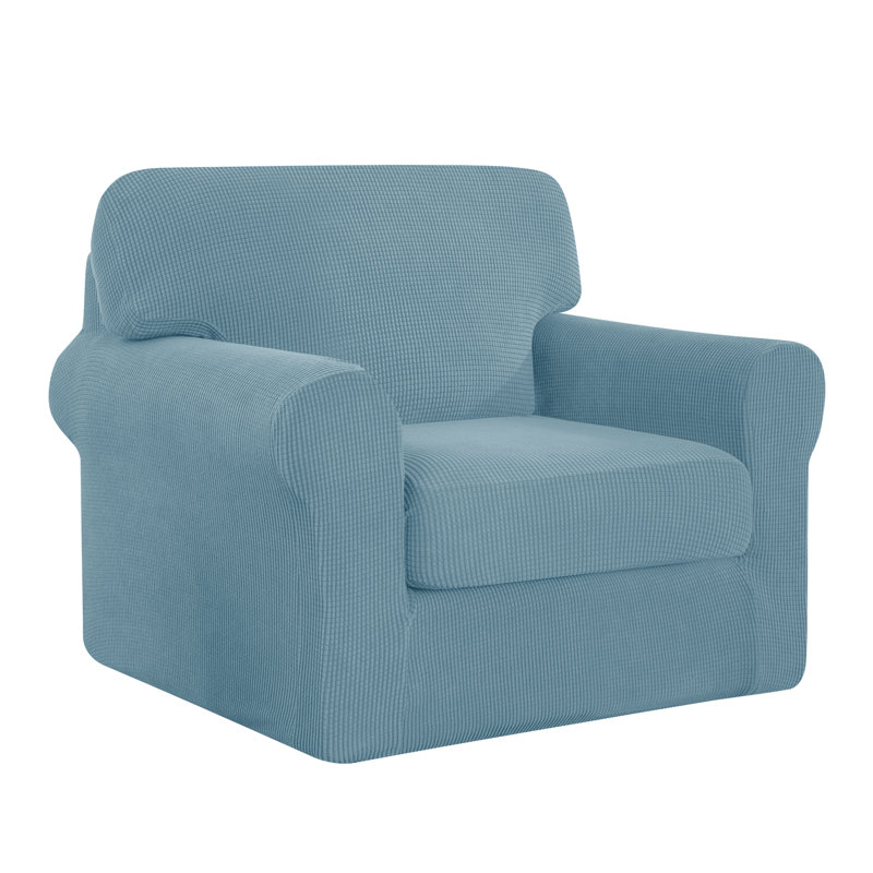 Stretch Separate Box Cushion Armchair Slipcover, Light Blue