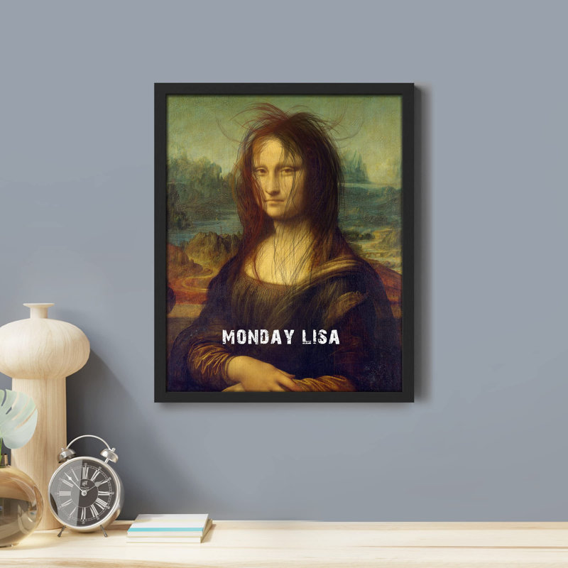 "Mona Lisa Famous Peinture Drôle Joke Da Vinci", Noir, H 16 po x l 12 po