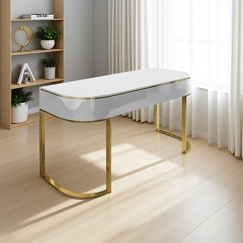 Bureau scandinave luxueux en marbre laqué de luxe, H 29,53 po x l 47,24 po x P 23,62 po