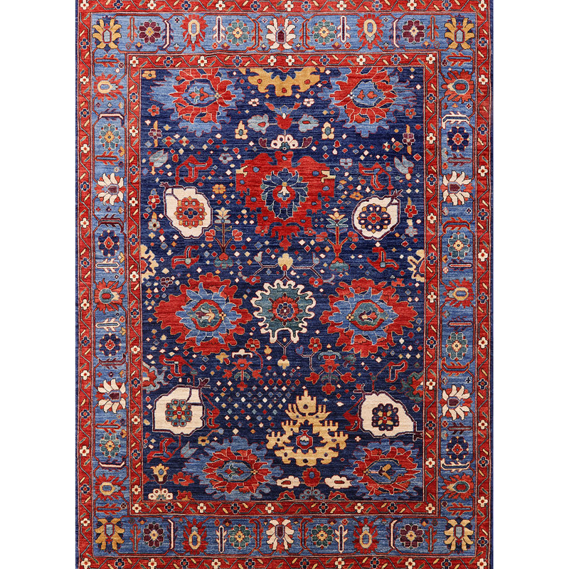 Tapis oriental rouge / bleu foncé Richy, Rond 7 pi
