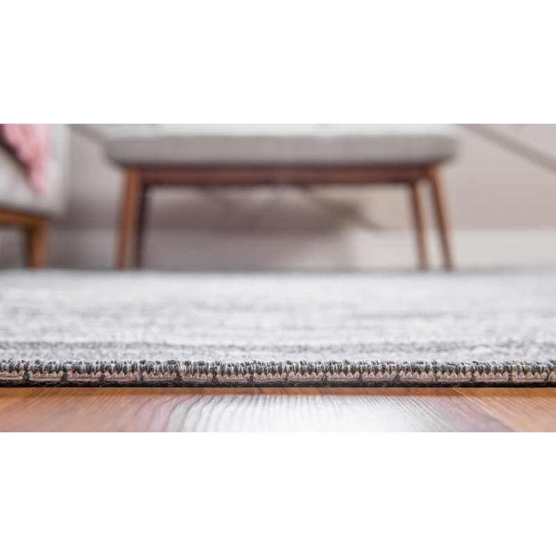 Tapis contemporain Dorrien couleur plomb, Tapis de couloir 2 pi 2 po x 7 pi 4 po