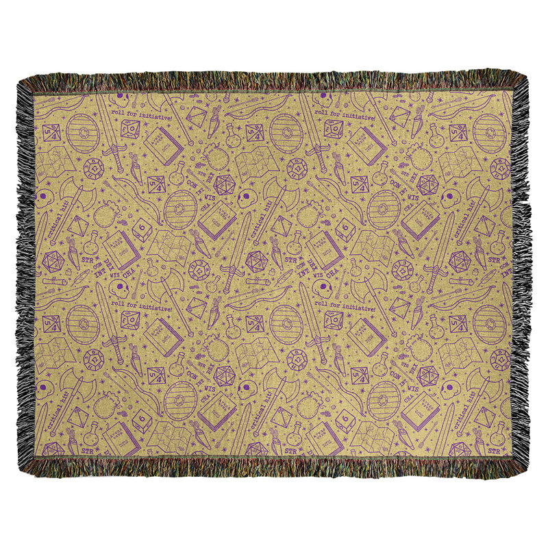 Couverture en coton tissé Katelyn Elizabeth, l 37 po x L 52 po, Jaune / Mauve