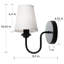 Ensemble de 2 appliques murales à abat-jour en tissu classique, éclairage à une lumière E12, lampe murale de ferme pour miroir de salle de bain, salon, chevet (noir mat / laiton)-1212820848