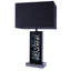 Lampe de table en nickel 28 po, abat-jour en tissu noir, panneau de verre et décorations à DEL-1736547516-1736547519