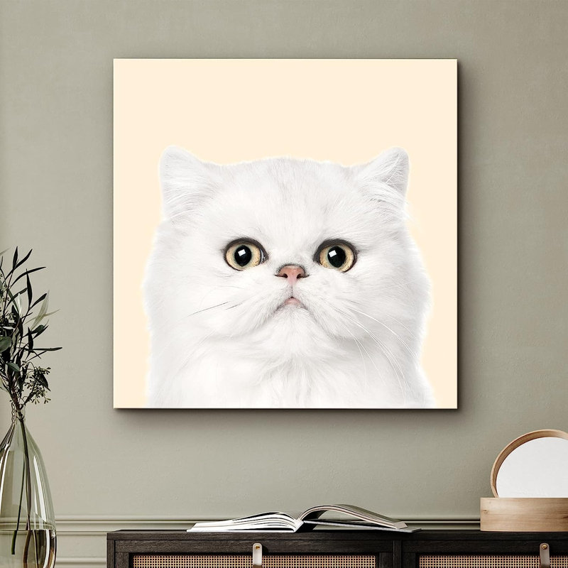 Bébés animaux, chat blanc sur toile, H 12 po x l 12 po x P 1,5 po