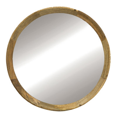 D20x1,5 "Miroir mural de style transitionnel en bois de manguier avec cadre en bois de manguier massif pour la salle de bain