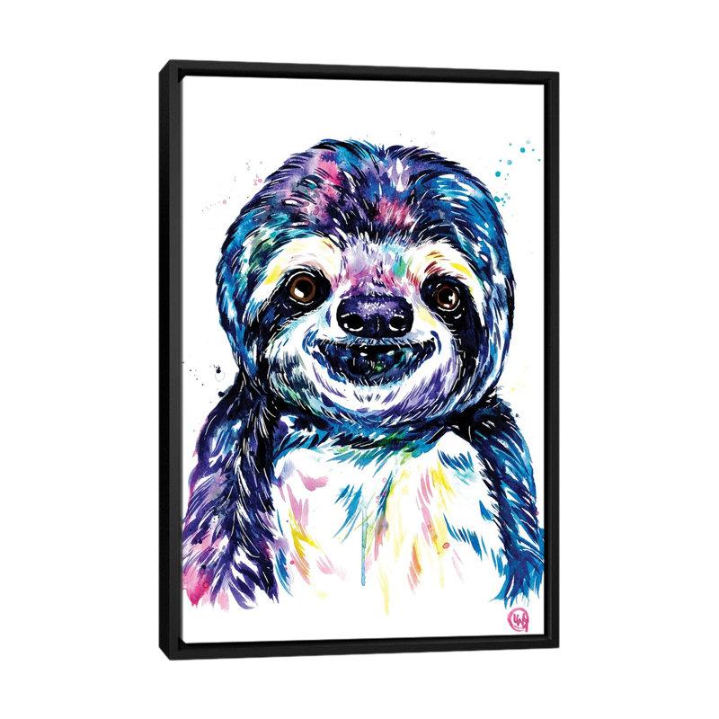 Susie The Sloth by Lisa Whitehouse - Painting on Canvas, Black Framed Canvas, 101.6 cm H x 66.04 cm W