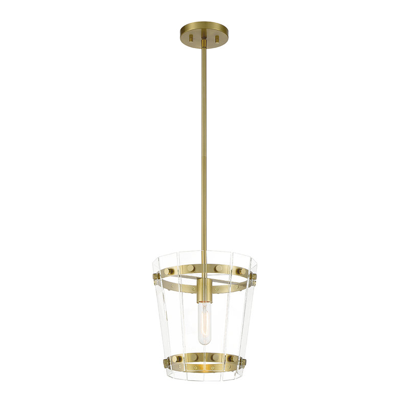Luminaire suspendu cylindrique à 1 lumière Brylea, Brun