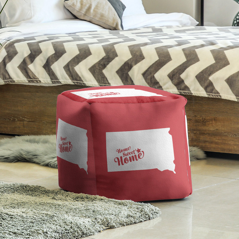 Repose-pieds cube en pierre the home, Rouge