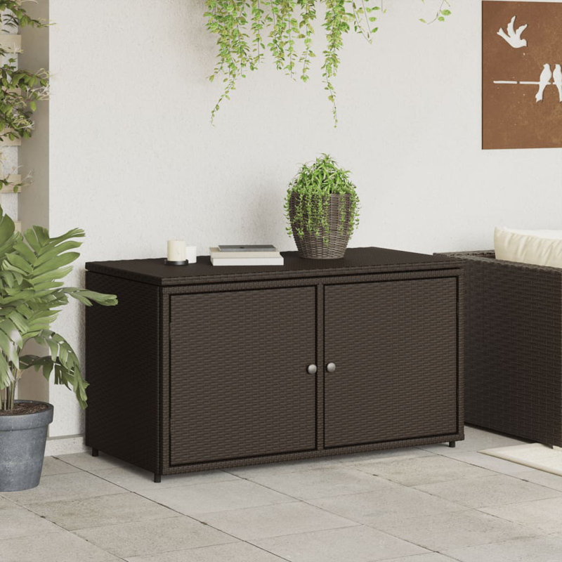 Garden Storage Cabinet 110X55x60.5 Cm Poly Rattan, Brown
