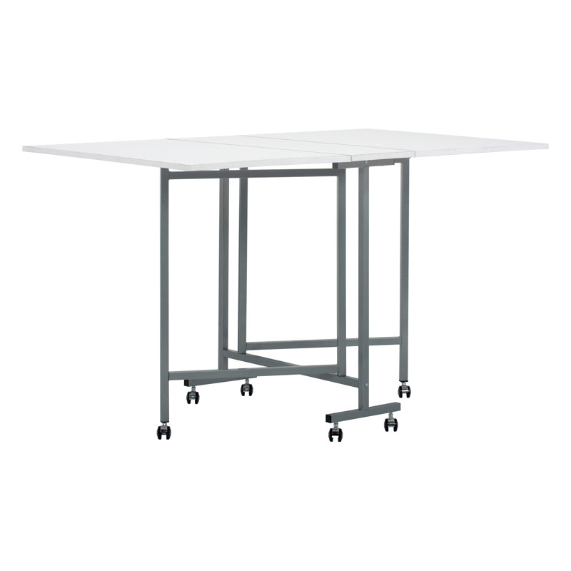 Sew Ready Silver White Folding Craft Table with Locking Wheels
