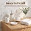 Ensemble d'accessoires de salle de bain, ensemble d'accessoires de salle de bain en céramique blanche avec accents en bois (blanc / 4 pièces)-129606469