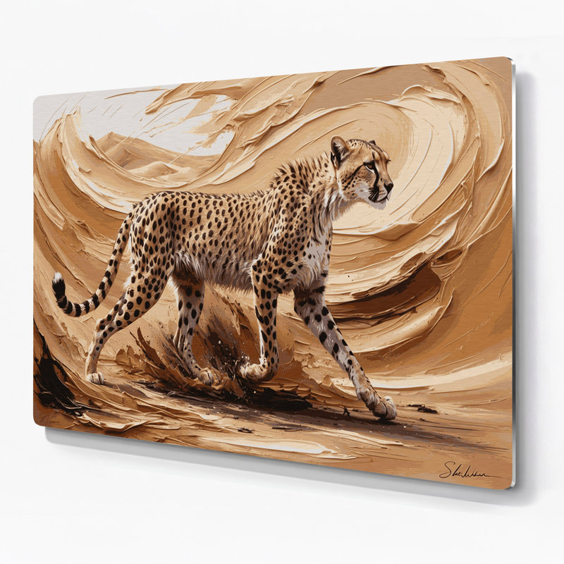 «Big Cats» Saharan Cheetah Brown, art mural en métal, H 20 po x l 24 po