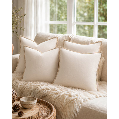 Good Nite Chenille Throw Pillow Covers 4 Pack, Decorative Square Pillow Shams with Whipstitch Edge, Concealed Zipper, Pillow Inserts Not Included, for Sofa Couch Bed Farmhouse Home Decor