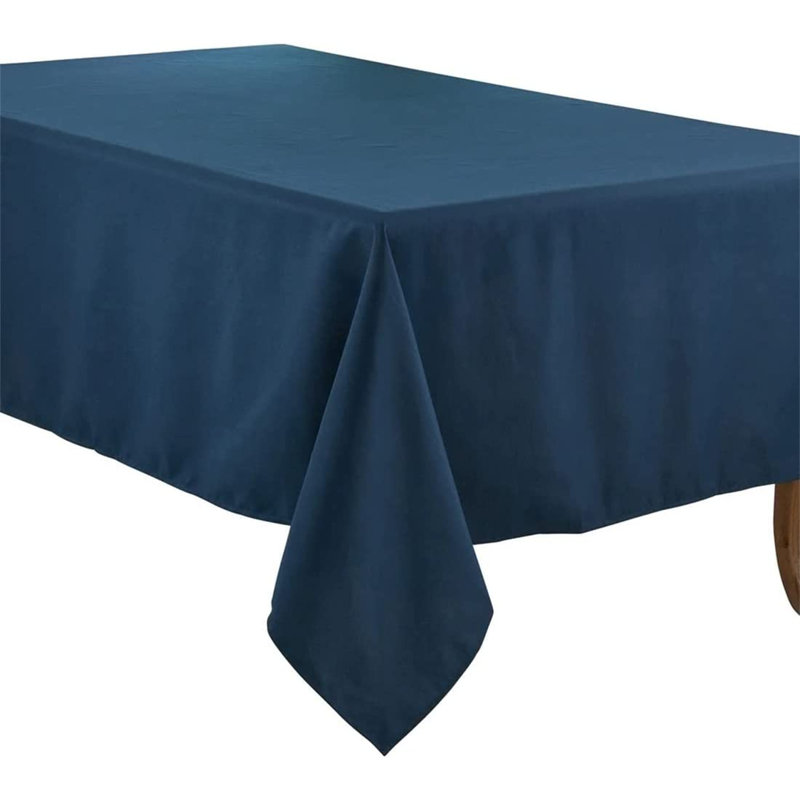 Daisylynn Rectangular Polyester Tablecloth, 84" L x 65" W, Navy Blue