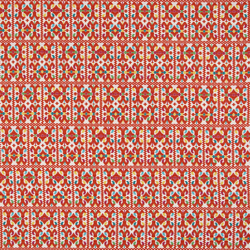 Festival Color Papel Picado Fabric, Tomato