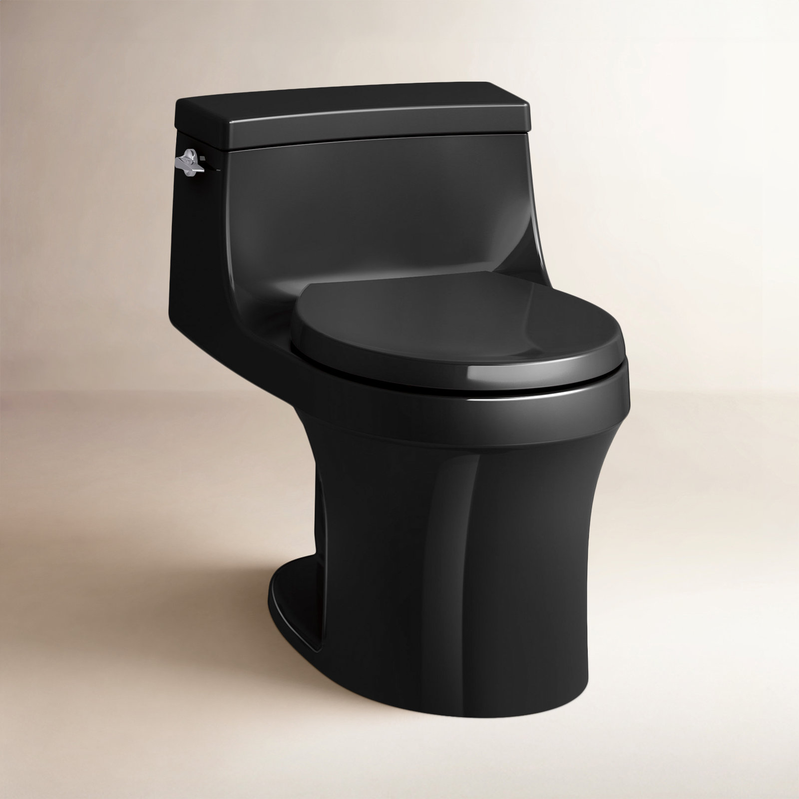 San Souci 1-Piece Round Toilet, Black