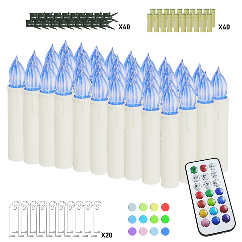 Unscented Scented Unscented Flameless Pillar Candle with Plastic / Acrylic Holder, multi colour, 40pcs