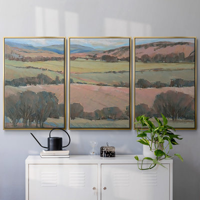 Hilly Countryside I, reproduction encadrée sur toile 3 pièces