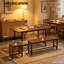 Ensemble de table de salle à manger extensible pour 4-8, grande table de cuisine extensible de 63 po avec 2 bancs et 2 tabourets-129037189