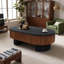 Élégante table basse elliptique avec rangement secret et plateau amovible | Placage en bois massif-1712803486