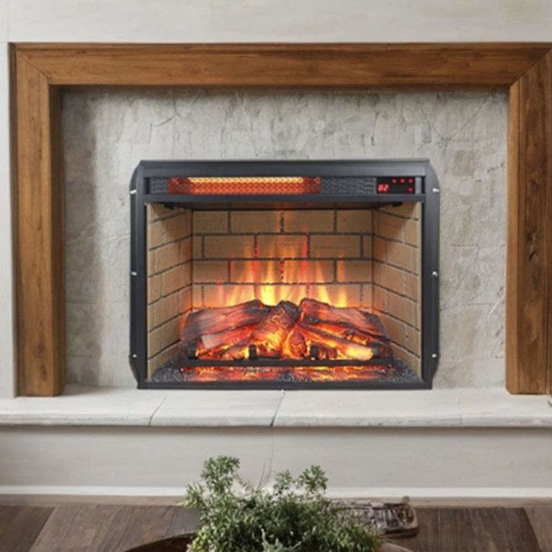 26" Infrared Quartz Heater Fireplace Insert, 18.1" H x 27.2" W x 8.2" D