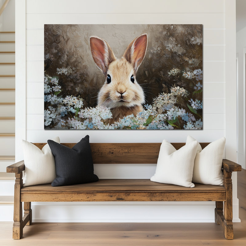  Printemps, impression de lapin de Pâques au printemps, décoration murale de lapin de Pâques au printemps, décorations murales de fleurs de lapin et de printemps, impressions de Pâques pour le salon, la chambre à coucher, la chambre d'enfant, la chambre de bébé prête à être suspendue 20 po x 30 po