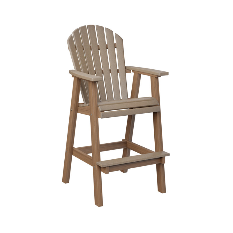Comfo Back Outdoor Bar Stool, Antique Mahogany, Weatherwood