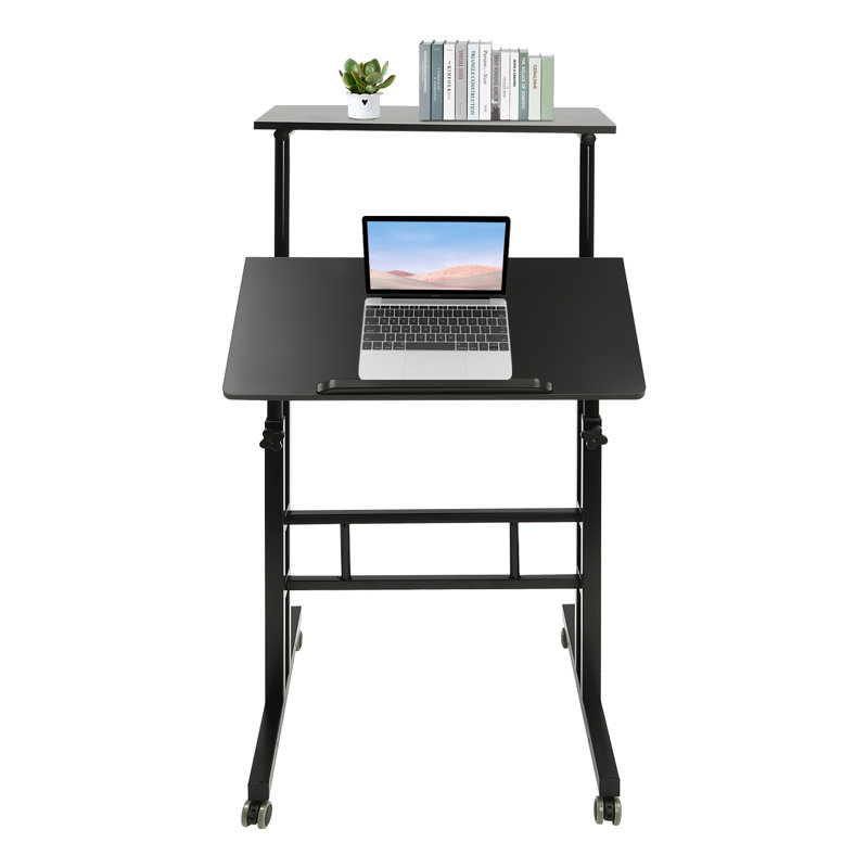 23.62'' W Adjustable Standing Desk with Wheels Home Office Workstation
