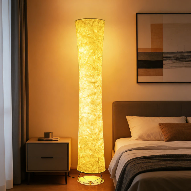 Lampe sur pied moderne de 52 pouces avec télécommande, 3 lumières DEL à température de couleur réglable, abat-jour en tissu Tyvek pour le salon, la chambre à coucher et la salle de jeux