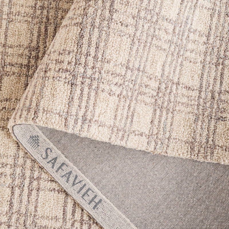 Dolf Natural Fiber Hand Tufted Jute/Wool/Cotton Plaid Rug in Grey/Beige, Rectangle 4" x 6"