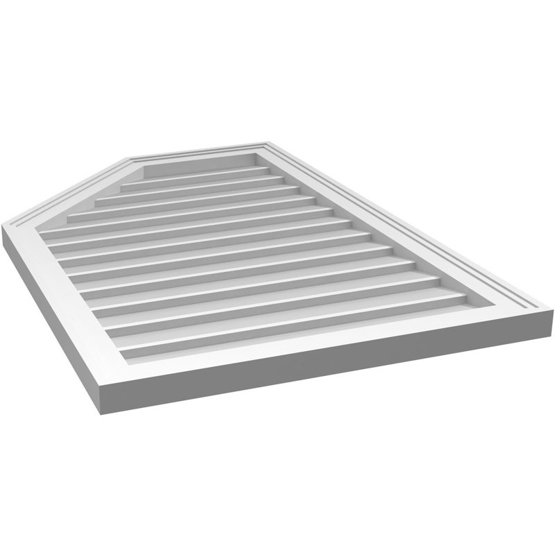Half Octagon Top Left Surface Mount Signature Urethane Non-Functional Gable Vent Primed Tan, 36" H x 24" W x 1.5" D