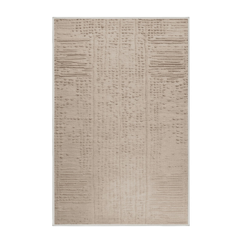 Machine Washable Abstract Beige Area Rug, Rectangle 2' x 3'