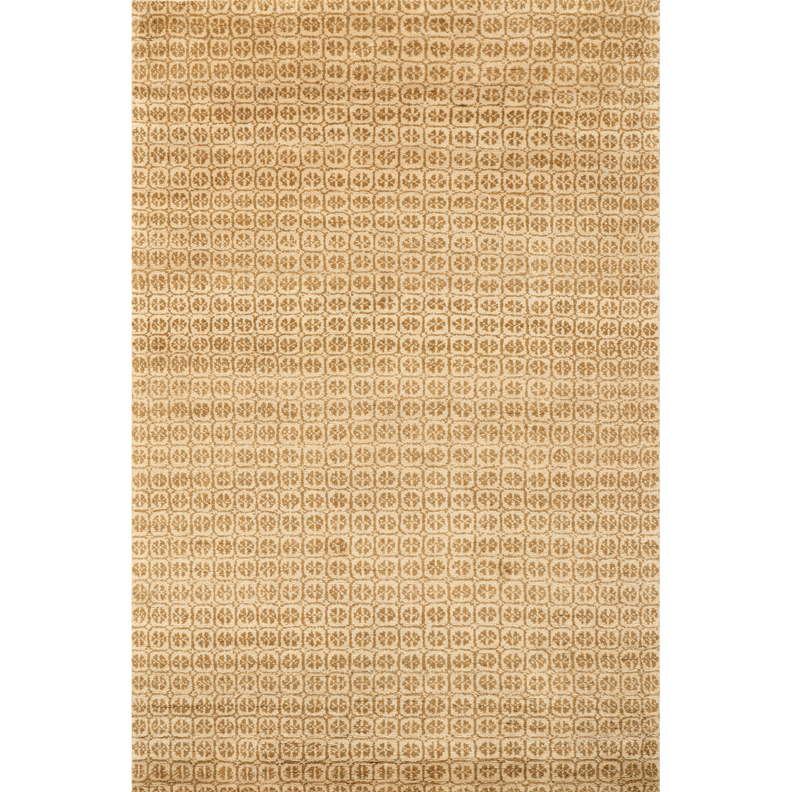 Ochre Hand-Knotted Geometric Wool Rug, Rectangle 7'6" x 9'6"