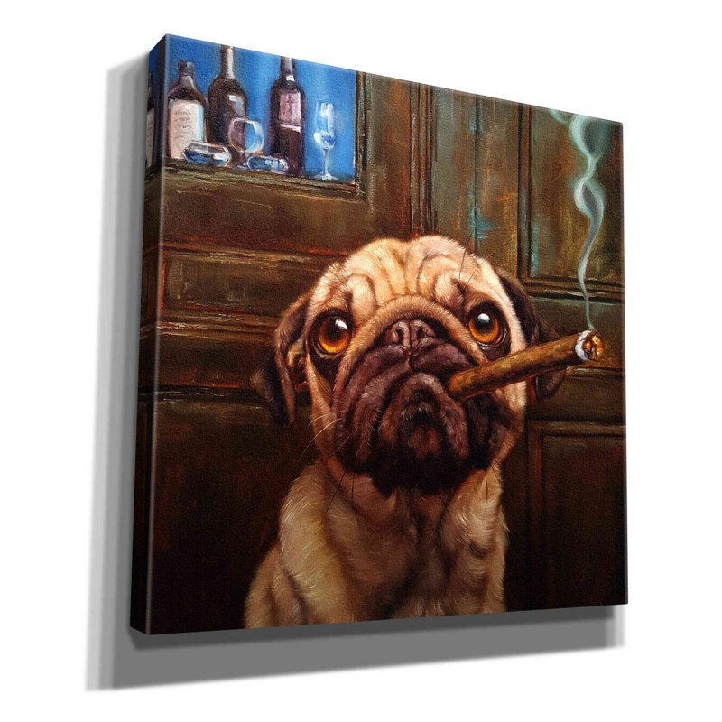 «Uptown Pug» par Lucia Heffernan - impression sur toile tendue, H 12 po x l 12 po