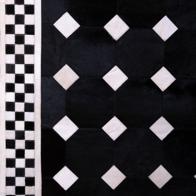 Black Tile Hair On Hide Rug