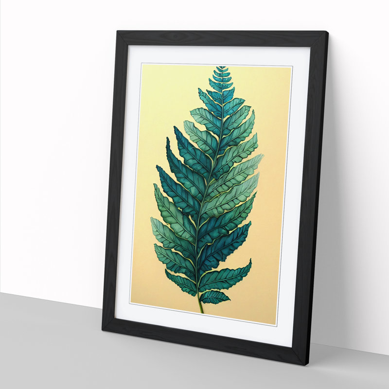 Retro Fern Leaf Vol.1 1 Piece Single Picture Frame Wall Art, 46cm H x 34cm W x 2cm D, Black
