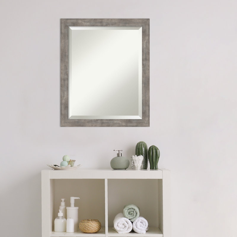 Miroir de salle de bain biseauté Mertle, 22,5 po x 18,5 po, Étain antique argenté