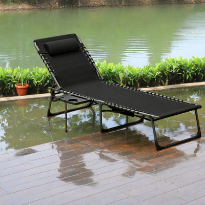 Chaises longues de patio portatives modernes avec rangement, en acier réglable pour terrasse