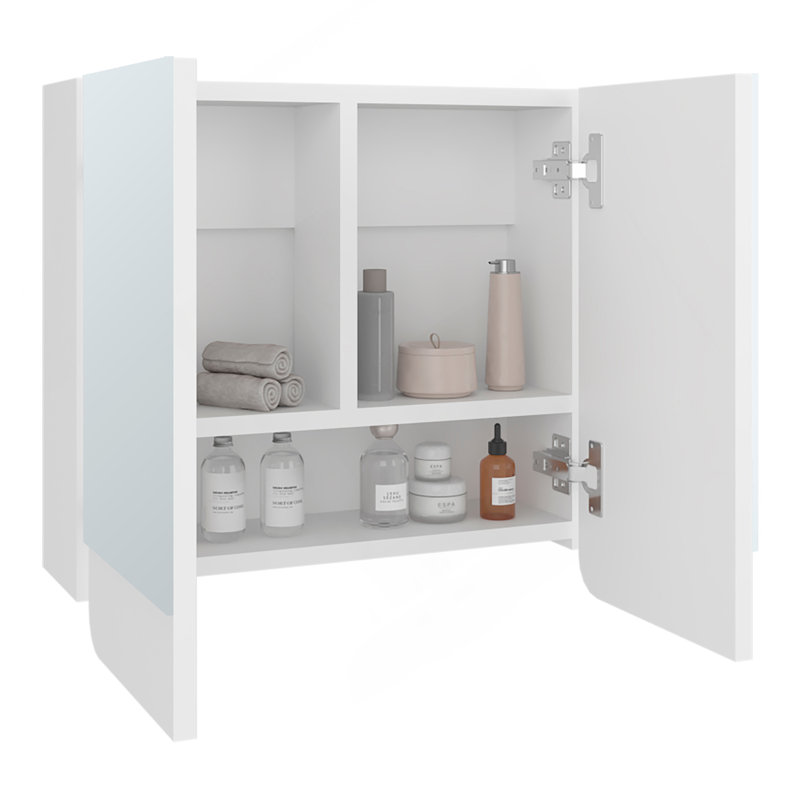 Pharmacie, deux portes battantes, trois tablettes spacieuses, design moderne et minimaliste, blanc