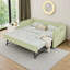 Lit de jour simple tapissier en vichy avec couchette coulissante et poches de rangement latérales-130417880