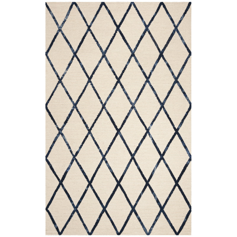 Skipworth Blossom Hand Tufted Wool Geometric Rug, Rectangle 5' x 8'