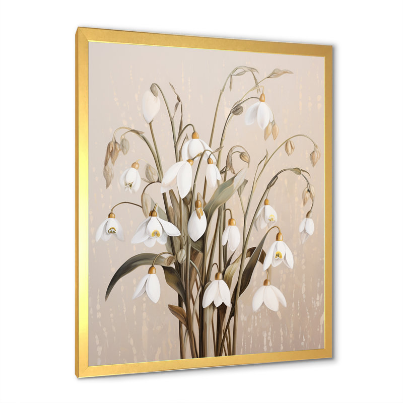 Neige au clair de lune Galanthus Nivalis III, H 20 po x l 12 po x P 1 po, Cadre doré simple
