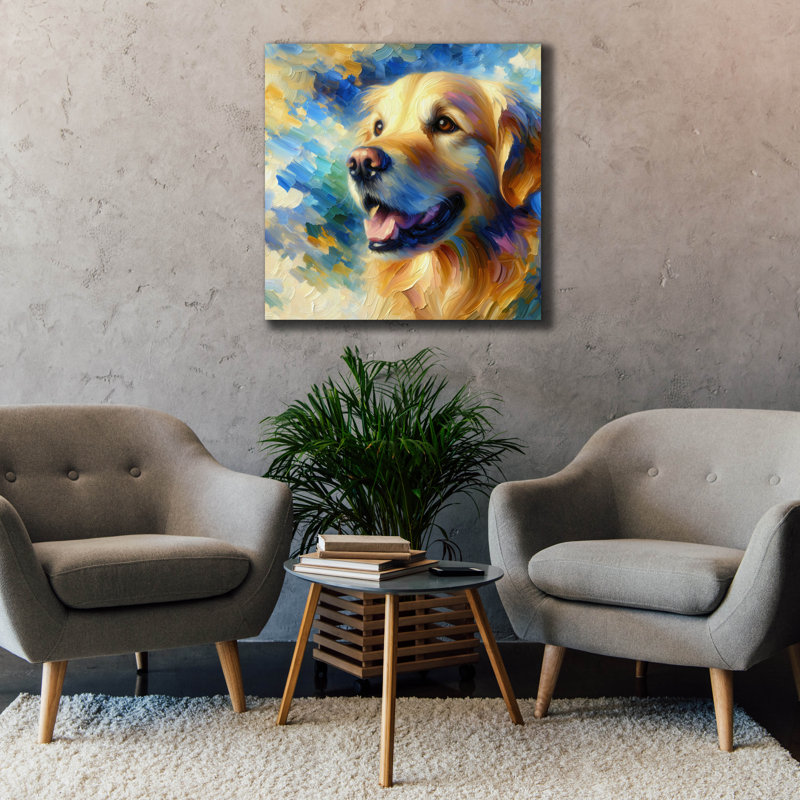  «My Golden Retriever» par Rich Monet, art mural sur toile, 37 po x 37 po