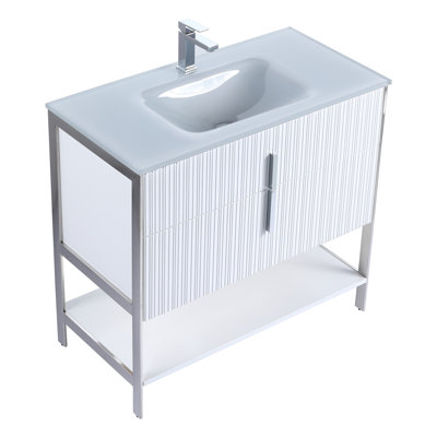  Serenity Modern Bathroom Vanity with White Glass Top