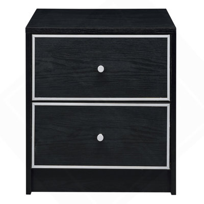 Black And Silver 2-Drawer Nightstand