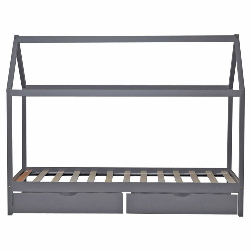 Raleigh 2 Drawer Solid Wood House Beds, Grey